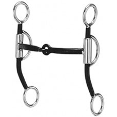 STAINLESS STEEL/BLACK STEEL SNAFFLE BIT with COPPER INLAY, 5INCH
