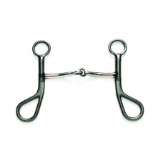 BLACK STEEL SNAFFLE MOUTH with BRASS INLAY, 5 INCH