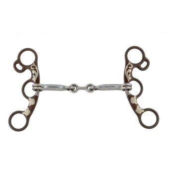 SIERRA ANTIQUE ARGENTINE SNAFFLE, STAINLESS STEEL ACCENT, 3-PIECE MOUTH, 5"