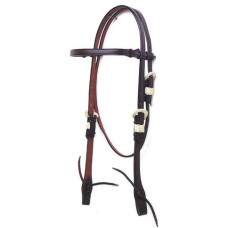 SIERRA BROWBAND HEADSTALL with RAWHIDE WRAPPED BUCKLES, DARKOIL