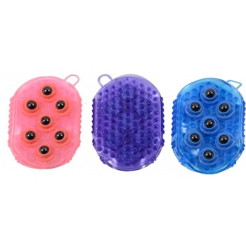 GEL GROOMER/MASSAGER MITT WITH MAGNETIC ROLLERS