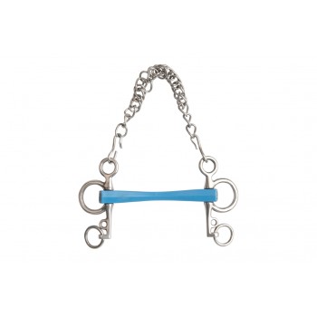 METALAB FLEXI TURQUOISE FLEXIBLE MULLEN PELHAM BIT WITH 5 CM CHEEKS, 130 MM