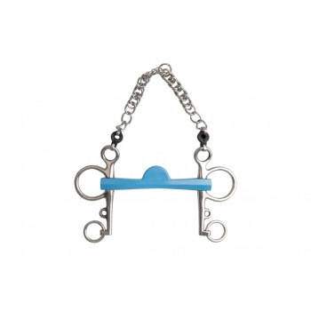 METALAB FLEXI TURQUOISE FLEXIBLE PORT PELHAM BIT WITH 7 CM CHEEKS, 130 MM