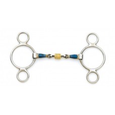 CENTAUR STAINLESS STEEL 2-RING GAG BIT WITH LOOSE BRASS ROLLER DISKS