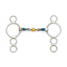 CENTAUR STAINLESS STEEL 3-RING GAG BIT WITH LOOSE BRASS ROLLER DISKS