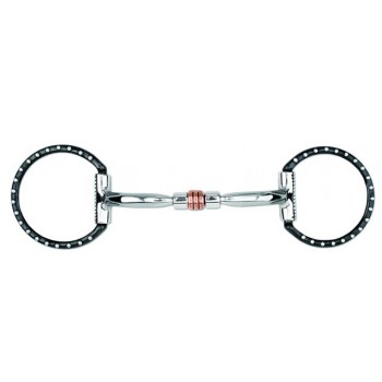 MYLER BLACK STEEL DEE with SWEET IRON COMFORT SNAFFLE COPPER ROLLER (MB03) COPPER INLAY MOUTH, 5 INCH