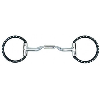 MYLER BLACK STEEL DEE with SWEET IRON LOW PORT COMFORT SNAFFLE (MB04) COPPER INLAY MOUTH, 5 INCH
