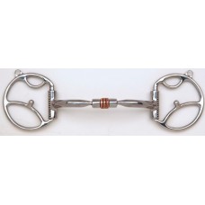 MYLER WESTERN 2-1/2 INCH DEE with 2 HOOKS, SWEET IRON COMFORT SNAFFLE with COPPER ROLLER (MB03) COPPER INLAY MOUTH, 5 INCH