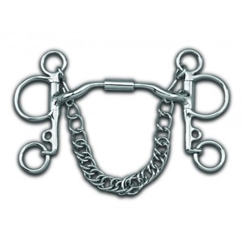 MYLER STAINLESS STEEL PELHAM with STAINLESS STEEL LOW PORT COMFORT SNAFFLE (MB04) COPPER INLAY MOUTH, 5 INCH