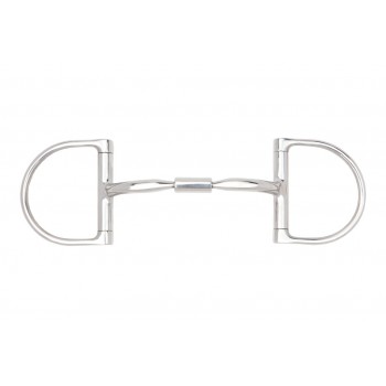 MYLER STAINLESS STEEL 3-3/8 INCH MEDIUM DEE WITH STAINLESS STEEL COMFORT SNAFFLE (MB02) COPPER INLAY MOUTH, 5 INCH