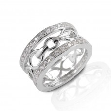KELLY HERD WIDE BAND BIT RING, STERLING SILVER