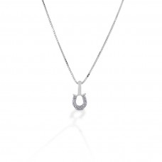 KELLY HERD CLEAR HORSESHOE NECKLACE, STERLING SILVER