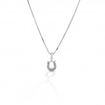 KELLY HERD CLEAR HORSESHOE NECKLACE, STERLING SILVER
