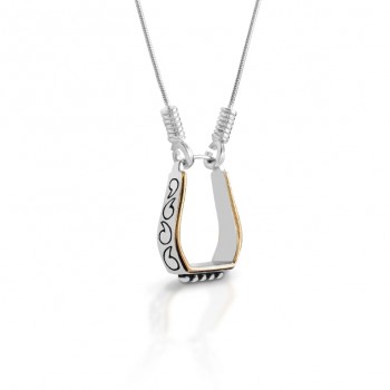 KELLY HERD TWO-TONE ENGRAVED WESTERN STIRRUP NECKLACE, STERLING SILVER