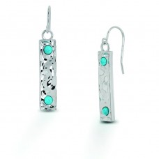 KELLY HERD STERLING SILVER HAMMERED EARRINGS WITH NATURAL TURQUOISE