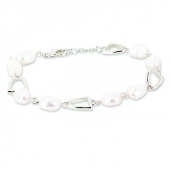 KELLY HERD STERLING SILVER PEARL STIRRUP BRACELET