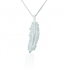 KELLY HERD STERLING SILVER SHIMMERING FEATHER PENDANT NECKLACE