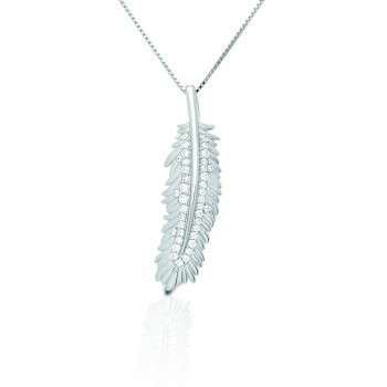 KELLY HERD STERLING SILVER SHIMMERING FEATHER PENDANT NECKLACE