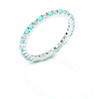 KELLY HERD STERLING SILVER TURQUOISE ANNIVERSARY BAND