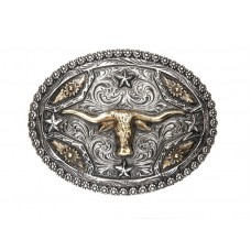 TWO TONED LONGHORN with OVAL BERRY EDGE BUCKLE