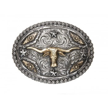 TWO TONED LONGHORN with OVAL BERRY EDGE BUCKLE