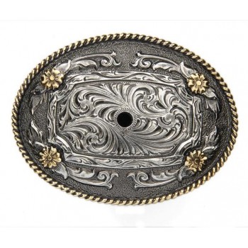 TWO TONED REGIONAL ANTIQUED OVAL BUCKLE