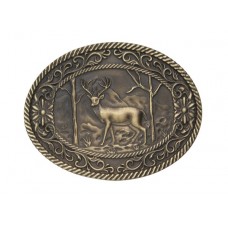 ANDWEST ANTIQUE BRASS WHITE TAIL DEER BUCKLE