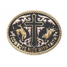 ANDWEST TRI-COLOR COWBOYS RIDE WITH FAITH BUCKLE