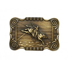 ANDWEST ANTIQUE BRASS SCALLOPED BULL RIDER BUCKLE