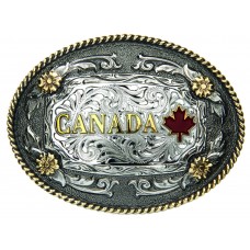 ANDWEST 2-TONE ANTIQUE OVAL CANADA REGIONAL BUCKLE WITH OVAL ROPE EDGE