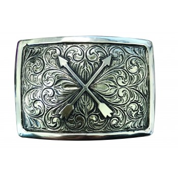 ANDWEST ICONIC ANTIQUE SILVER CROSSED ARROWS BUCKLE