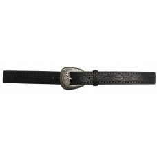 ANDWEST 1.5" MEN'S LEATHER BELT WITH DOUBLE TWISTED LACED BUCKLE AND TOOLING