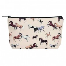AWST INTL LILA HORSES ALL OVER MEDIUM COSMETIC POUCH