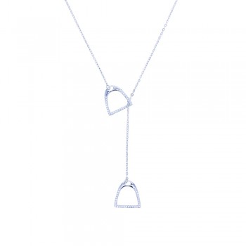 AWST INTL LARIAT SILVER PLATED STIRRUP NECKLACE
