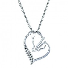 AWST INTL MARE & FOAL HORSE HEAD NECKLACE- RHODIUM WITH CLEAR STONE