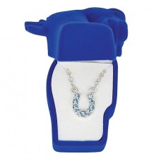 AWST INTL AQUA RHINESTONE HORSESHOE NECKLACE W/HORSE HEAD GIFT BOX