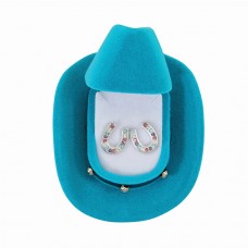 AWST INTL COLORED HORSESHOE EARRINGS WITH COWBOY HAT BOX
