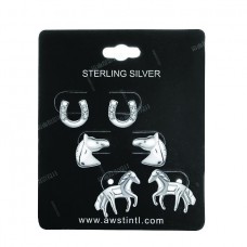 AWST INTL STERLING SILVER ASSORTED HORSE EARRINGS - SET OF THREE