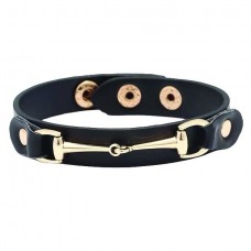 AWST INTL VEGAN LEATHER BRACELET WITH GOLD TONE SNAFFLE BIT