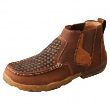 TWISTED X MEN'S 4" CHELSEA DRIVING MOC, WOVEN MULTI & OILED SADDLE