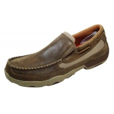 TWISTED X CASUAL MENS DRIVING MOC SLIPON, D TOE, BROWN