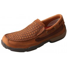 TWISTED X MENS DRIVING MOC SLIP-ON, D TOE, OILED SADDLE/BROWN