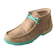 TWISTED X WOMENS DRIVING MOC, D TOE, BOMBER/TURQUOISE