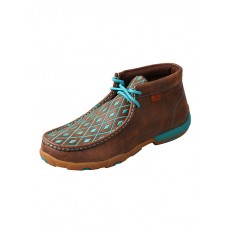 TWISTED X WOMEN'S DRIVING MOC - HIGH ANKLE, BROWN/TURQUOISE