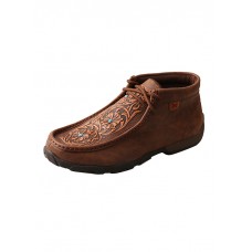 TWISTED X WOMEN'S DRIVING MOCS, D TOE, HIGH, BROWN/TOOLED FLOWERS