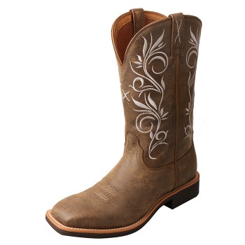 TWISTED X LADIES TOP HAND BOOT, WS TOE, 11 INCH, BOMBER